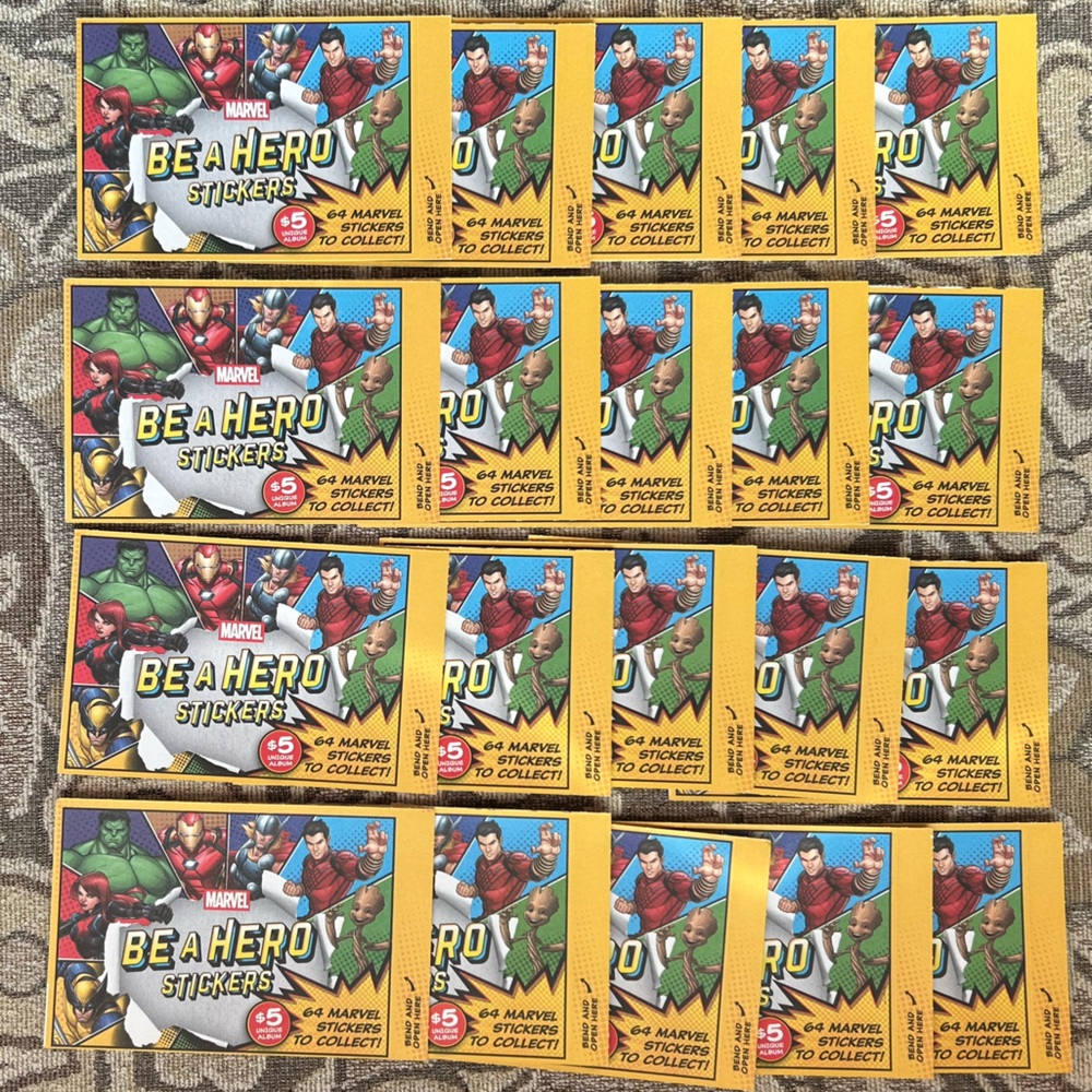 20 Unopened Loblaws Marvel “Be A Hero” Sticker Packs 2025